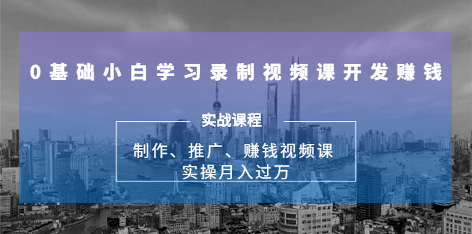 0基础小白学习录制视频课开发赚钱：制作、推广、赚钱视频课 实操月入过万-则成副业项目资源站