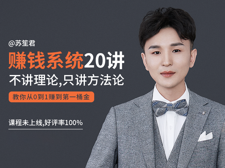 苏笙君的赚钱系统20课 教你从0到1赚到你的第一桶金(不讲理论,只讲方法论)-则成副业项目资源站