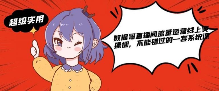 数据哥直播间流量运营线上实操课,不能错过的一套系统课-则成副业项目资源站