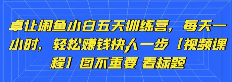 卓让闲鱼小白五天训练营，每天一小时，轻松赚钱快人一步-则成副业项目资源站