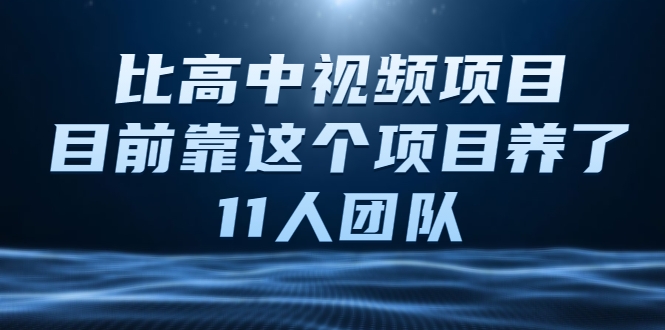 比高中视频项目，目前靠这个项目养了11人团队【视频课程】-则成副业项目资源站