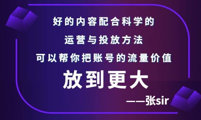张sir账号流量增长课,告别海王流量,让你的流量更精准-则成副业项目资源站