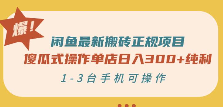 闲鱼最新搬砖正规项目：傻瓜式操作单店日入300+纯利，1-3台手机可操作-则成副业项目资源站