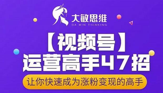 大敏思维-视频号运营高手47招，让你快速成为涨粉变现高手-则成副业项目资源站