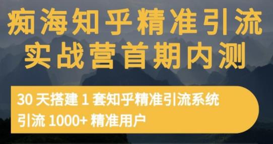 痴海知乎精准引流实战营1-2期，30天搭建1套知乎精准引流系统，引流1000+精准用户-则成副业项目资源站