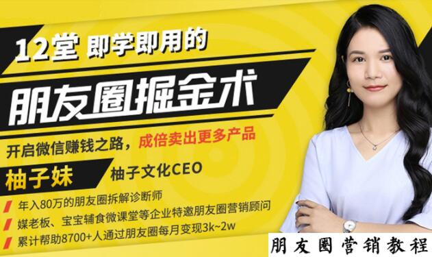 【营销必学】12堂学之即用的朋友圈掘金术：开启你的副业赚钱之路-则成副业项目资源站