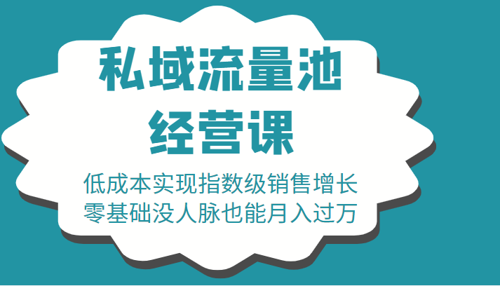 16堂私域流量池经营课:低成本实现指数级销售增长,零基础没人脉也能月入过万-则成副业项目资源站