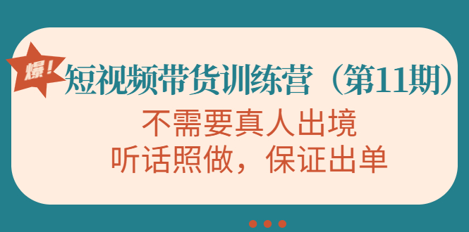 视频带货训练营，不需要真人出境，听话照做，保证出单（第11期）-则成副业项目资源站