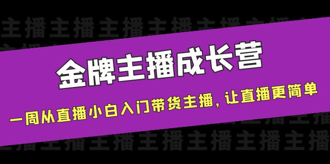 金牌主播成长营，一周从直播小白入门带货主播，让直播更简单-则成副业项目资源站