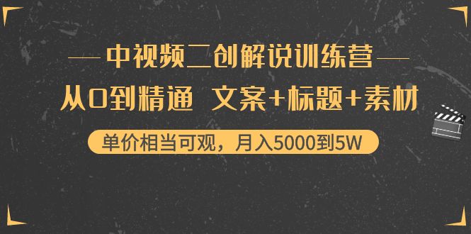 中视频二创解说训练营:从0到精通 文案+标题+素材、月入5000到5W-则成副业项目资源站