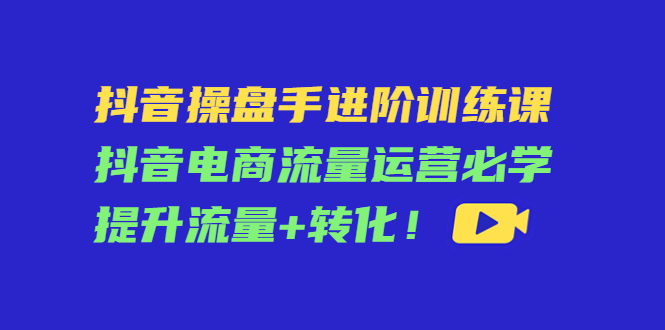 抖音操盘手进阶训练课：抖音电商流量运营必学，提升流量+转化-则成副业项目资源站