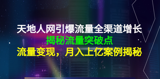 天地人网引爆流量全渠道增长：揭秘流量突然破点，流量变现，月入上亿案例-则成副业项目资源站