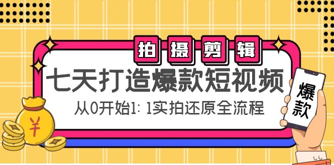 七天打造爆款短视频:拍摄+剪辑实操,从0开始1:1实拍还原实操全流程-则成副业项目资源站