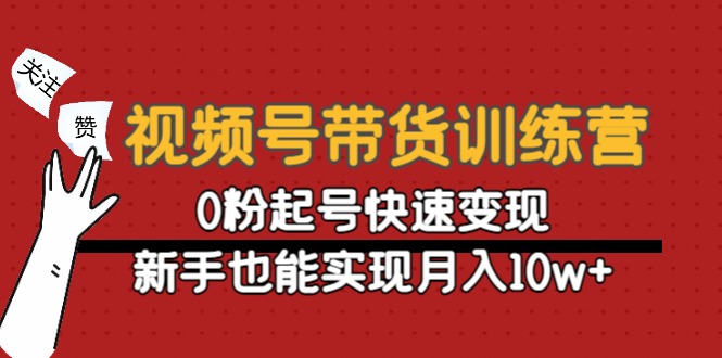 视频号带货训练营：0粉起号快速变现，新手也能实现月入10w+-则成副业项目资源站