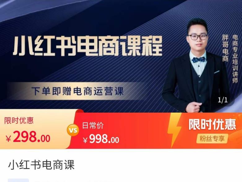 胖哥·小红书电商课程，解决小白做小红书电商时的困惑，让新人也一台手机也能做电商-则成副业项目资源站