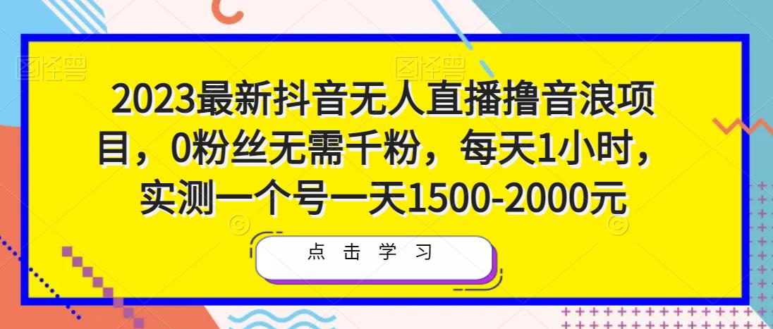 2023最新抖音无人直播撸音浪项目，0粉丝无需千粉，每天1小时，实测一个号一天1500-2000元-则成副业项目资源站