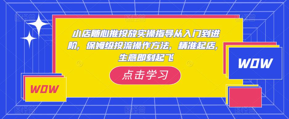 小店随心推投放实操指导从入门到进阶，保姆级投流操作方法，精准起店，生意即刻起飞-则成副业项目资源站