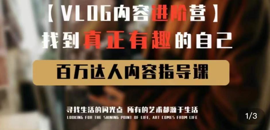 vlog内容进阶营,找到真正有趣的自己,百万达人内容指导课-则成副业项目资源站
