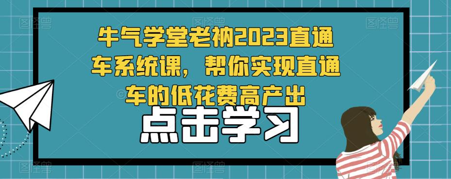 牛气学堂老衲2023直通车系统课,帮你实现直通车的低花费高产出-则成副业项目资源站