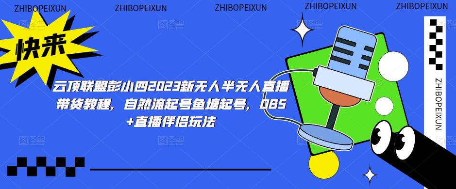 云顶联盟彭小四2023新无人半无人直播带货教程,自然流起号鱼塘起号,OBS+直播伴侣玩法-则成副业项目资源站