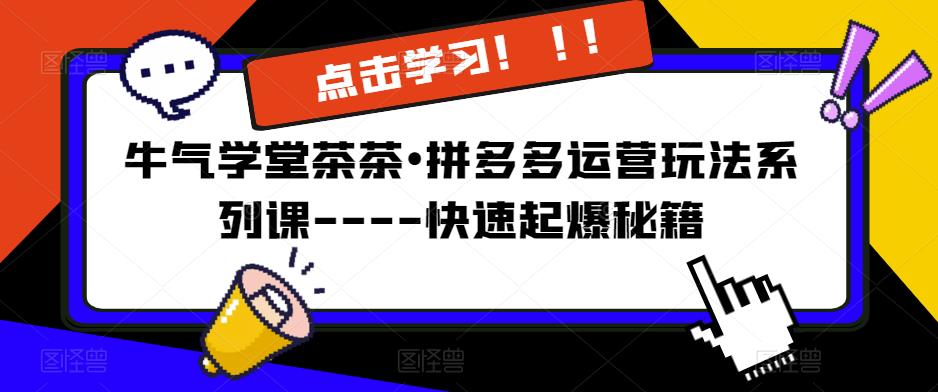 牛气学堂茶茶•拼多多运营玩法系列课—-快速起爆秘籍【更新】-则成副业项目资源站