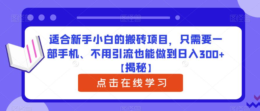 适合新手小白的搬砖项目，只需要一部手机、不用引流也能做到日入300+【揭秘】-则成副业项目资源站