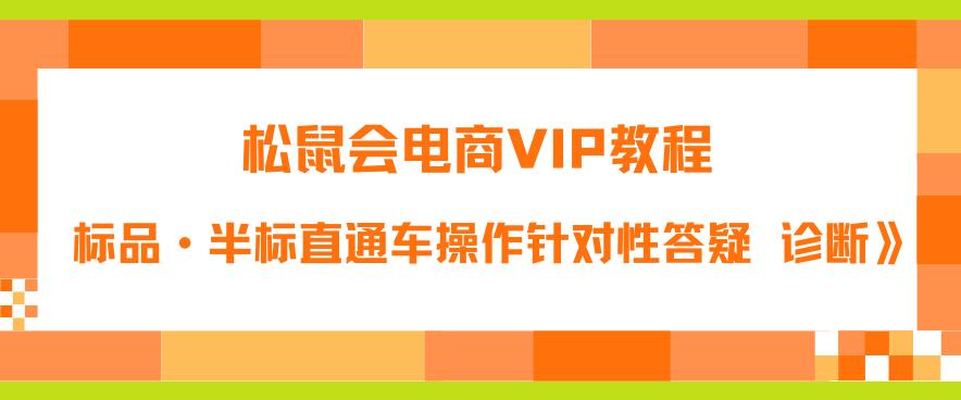 松鼠会电商VIP教程：松鼠《付费推广标品·半标直通车操作针对性答疑&诊断》-则成副业项目资源站