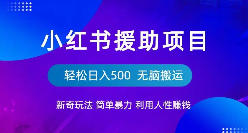 小红书援助项目新奇玩法，简单暴力，无脑搬运轻松日入500【揭秘】-则成副业项目资源站