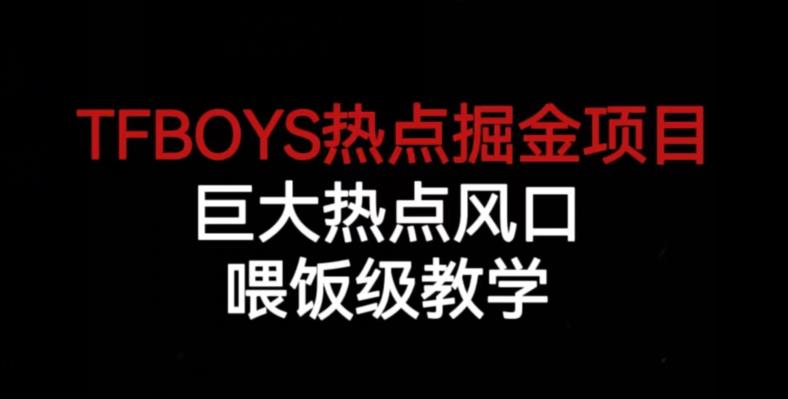 TFBOYS热点掘金项目,巨大热点风口,喂饭级教学-则成副业项目资源站