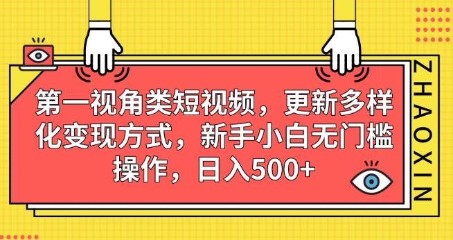 第一视角类短视频，更新多样化变现方式，新手小白无门槛操作，日入500+【揭秘】-则成副业项目资源站