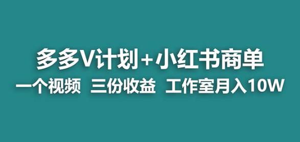 【蓝海项目】多多v计划+小红书商单一个视频三份收益工作室月入10w-则成副业项目资源站