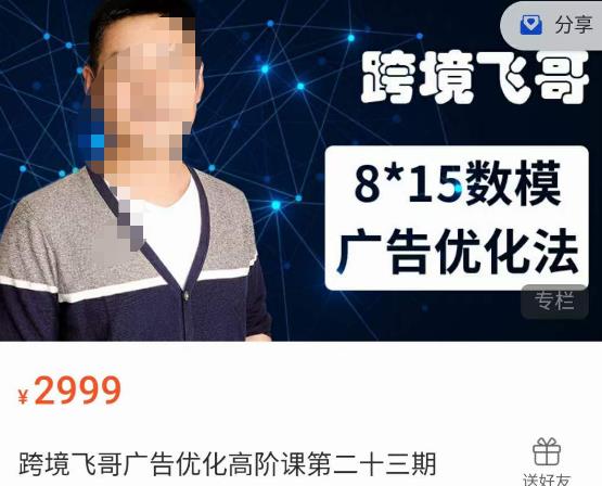 跨境飞哥·广告优化高阶课第二十三期,8*15数模广告优化法,用数据驱动决策-则成副业项目资源站