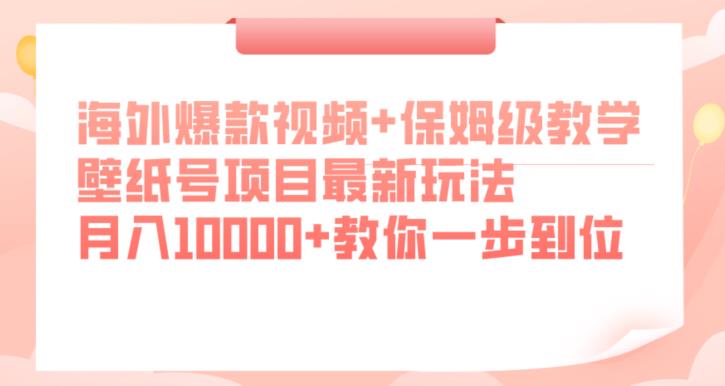 海外爆款视频+保姆级教学，壁纸号项目最新玩法，月入10000+教你一步到位【揭秘】-则成副业项目资源站