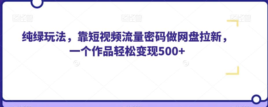 纯绿玩法,靠短视频流量密码做网盘拉新,一个作品轻松变现500+【揭秘】-则成副业项目资源站
