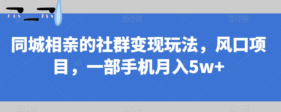 同城相亲的社群变现玩法，风口项目，一部手机月入5w+【揭秘】-则成副业项目资源站