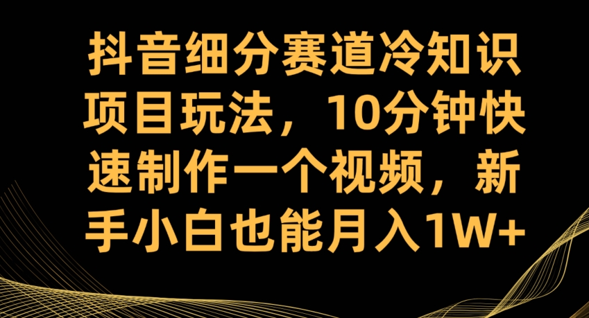 抖音细分赛道冷知识项目玩法，10分钟快速制作一个视频，新手小白也能月入1W+【揭秘】-则成副业项目资源站