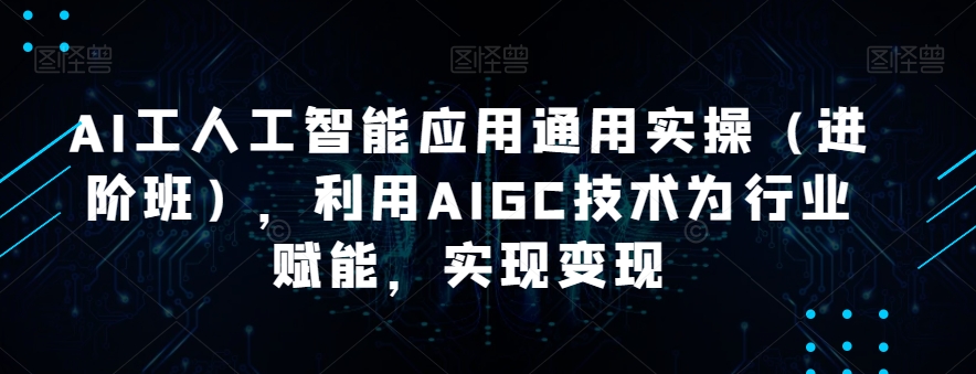 AI工人工智能应用通用实操(进阶班),利用AIGC技术为行业赋能,实现变现-则成副业项目资源站