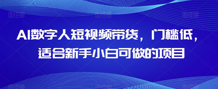 AI数字人短视频带货,门槛低,适合新手小白可做的项目-则成副业项目资源站