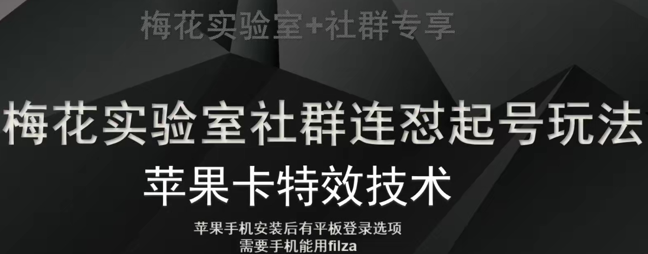 梅花实验室社群视频号连怼起号玩法，最新苹果卡特效技术-则成副业项目资源站
