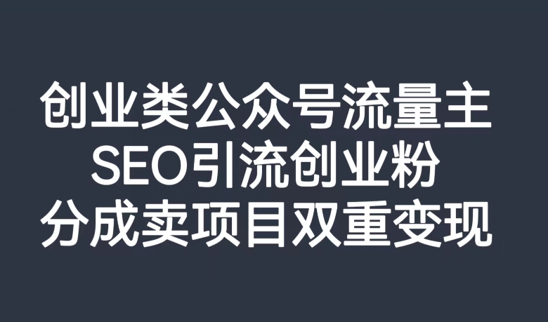 创业类公众号流量主,SEO引流创业粉,分成卖项目双重变现【揭秘】-则成副业项目资源站