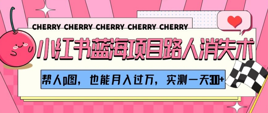 小红书蓝海项目路人消失术,帮人p图,也能月入过万,实测一天300+【揭秘】-则成副业项目资源站