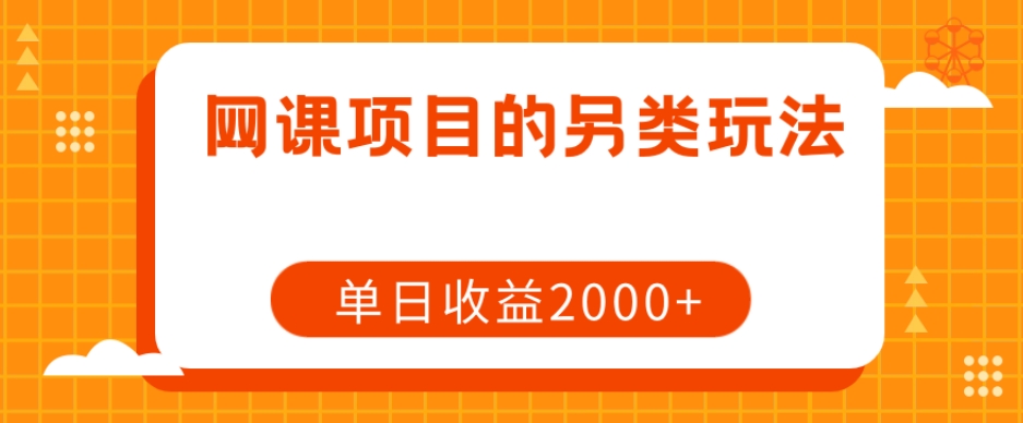 网课项目的另类玩法，单日收益2000+【揭秘】-则成副业项目资源站