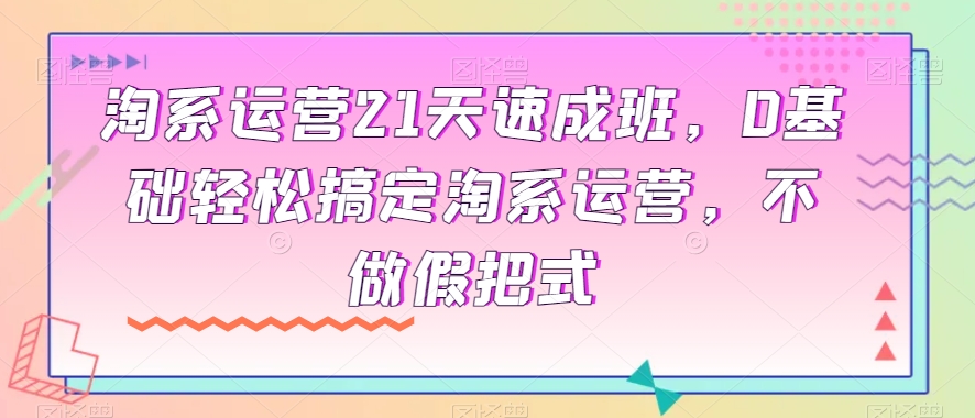 淘系运营21天速成班，0基础轻松搞定淘系运营，不做假把式-则成副业项目资源站