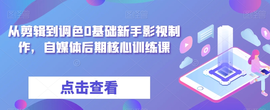 从剪辑到调色0基础新手影视制作,自媒体后期核心训练课-则成副业项目资源站