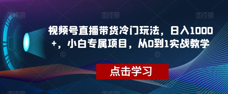 视频号直播带货冷门玩法，日入1000+，小白专属项目，从0到1实战教学【揭秘】-则成副业项目资源站