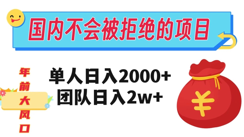 在国内不怕被拒绝的项目,单人日入2000,团队日入20000+【揭秘】-则成副业项目资源站