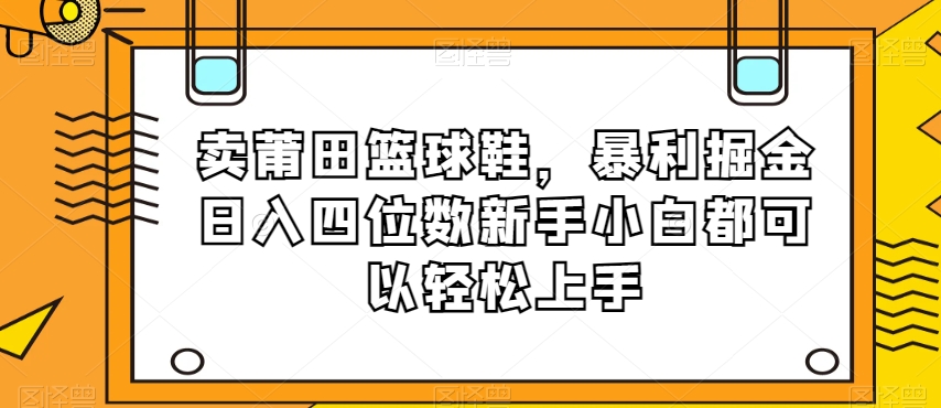 卖莆田篮球鞋,暴利掘金日入四位数新手小白都可以轻松上手【揭秘】-则成副业项目资源站