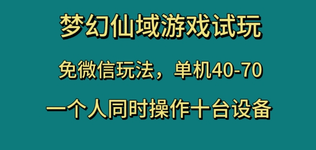梦幻仙域游戏试玩，免微信玩法，单机40-70，一个人同时操作十台设备【揭秘】-则成副业项目资源站