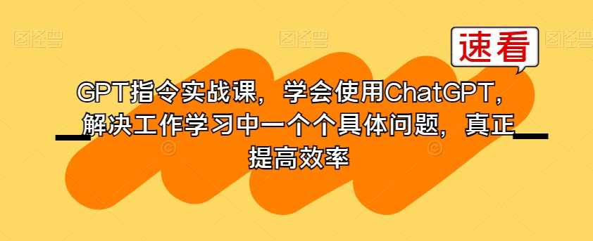 GPT指令实战课,学会使用ChatGPT,解决工作学习中一个个具体问题,真正提高效率-则成副业项目资源站