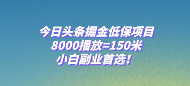 今日头条掘金低保项目，8000播放=150米，小白副业首选【揭秘】-则成副业项目资源站